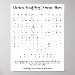Morgana Swash Font Chararacter Reference Poster