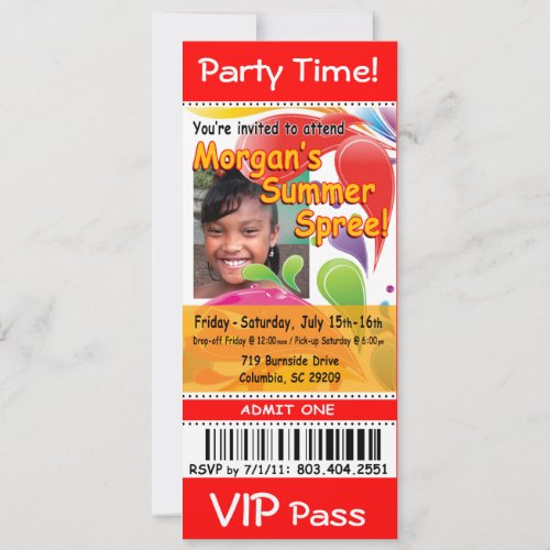 Morgans Summer Spree VIP Ticket Photo Party red Invitation
