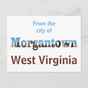 Morgantown WV Skyline Word Cutout Postcards