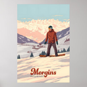 Morgins Switzerland Snowboarding Travel Poster
