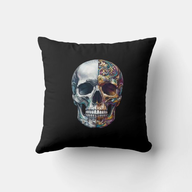 Morgull Skull Magic Happy Throw Pillow (Back)