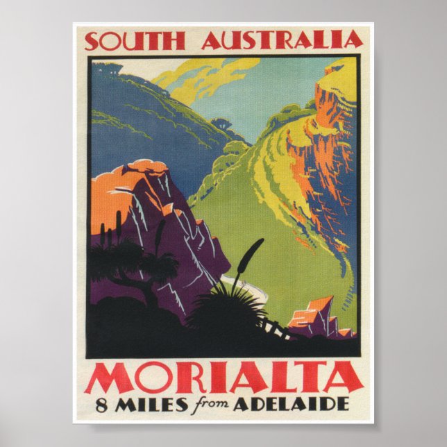 Morialta Australia Vintage Travel Poster (Front)