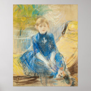 Morisot - Little Girl In A Blue Dress 1886 Poster