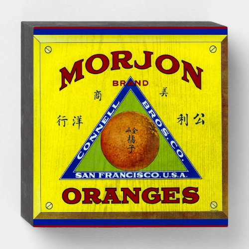 Morjon Oranges packing label Wooden Box Sign