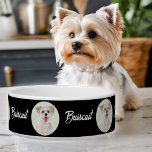 Morkie Black Pet Bowl Round Image<br><div class="desc">The image on this product displays Biscuit, a cute little Morkie. Biscuit is a designer dog -- a cross between the Maltese and the Yorkshire Terrier dog breeds. Very energetic, playful, sweet and smart, she's a great companion dog and lots of fun to have around. She apparently doesn't know her...</div>
