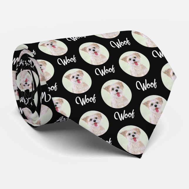 Morkie Black Tie Round Image (Rolled)