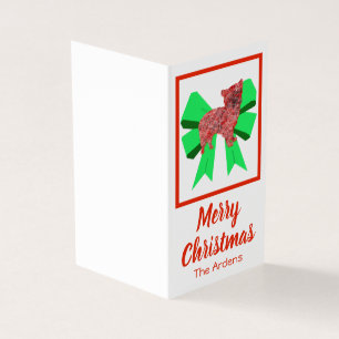 Morkie Christmas Dog & Green Bow Gift Tag