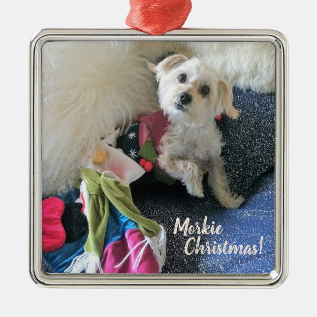 Morkie Christmas Stocking Premium Ornament (Front)