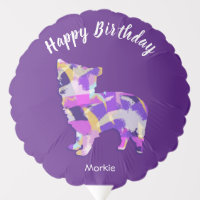 Morkie Cute Dog Silhouette Purple PY&B Birthday