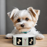 Morkie Dog Bowl With Bone<br><div class="desc">This pet bowl on black background displays a cute Morkie dog.  The images and text can be personalized.  You also have the option to replace the Morkie dog images with your own dog's image.  Original artwork by W.B.</div>