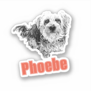 Morkie Dog Custom Name Tag Vinyl Sticker