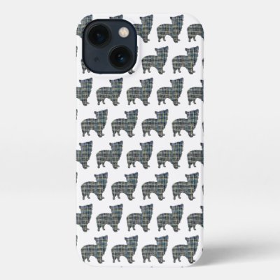 Morkie Dog Cute Silhouette Grid White iPhone 13 Case