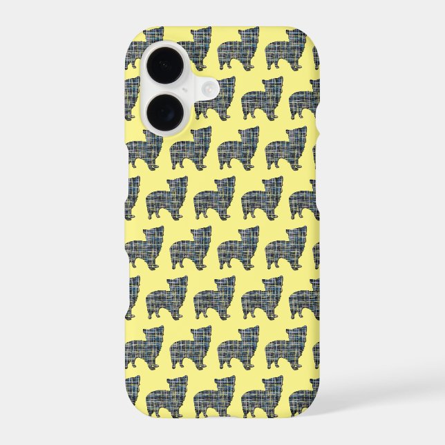 Morkie Dog Cute Silhouette Grid Yellow iPhone Case (Back)