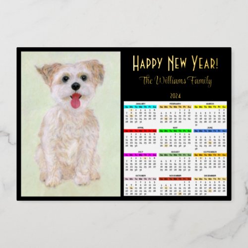 Morkie Dog Foil Holiday Calendar Card