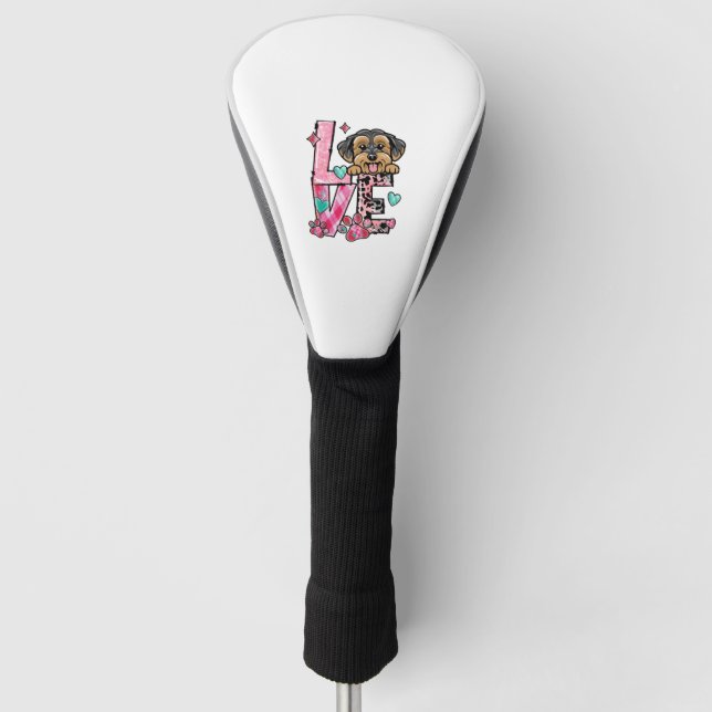 Morkie Dog I Love My Dog Fur Baby Valentines Day Golf Head Cover (Front)
