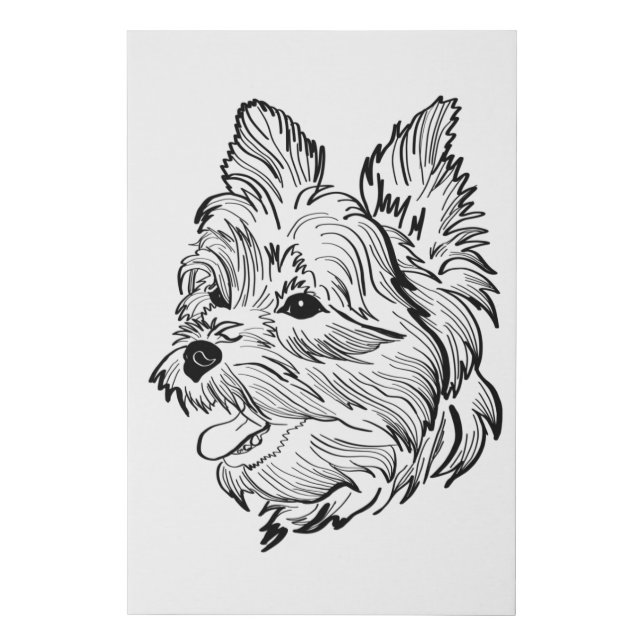 Morkie Dog Line Art Faux Canvas Print (Front)