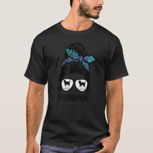 Morkie Dog Mom Messy Bun Hair Glasses T-Shirt