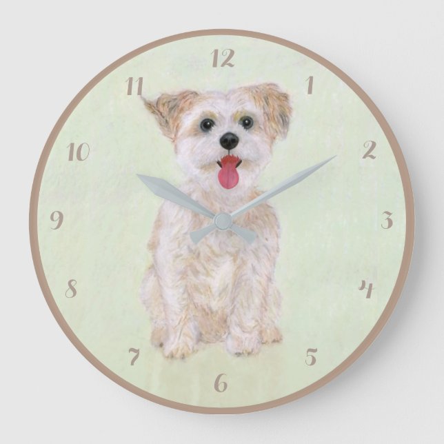 Morkie Dog Round Acrylic Wall Clock With Digits (Front)