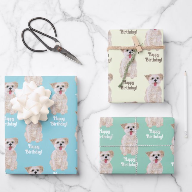 Morkie Dog Wrapping Paper Sheets Personalize (Front)