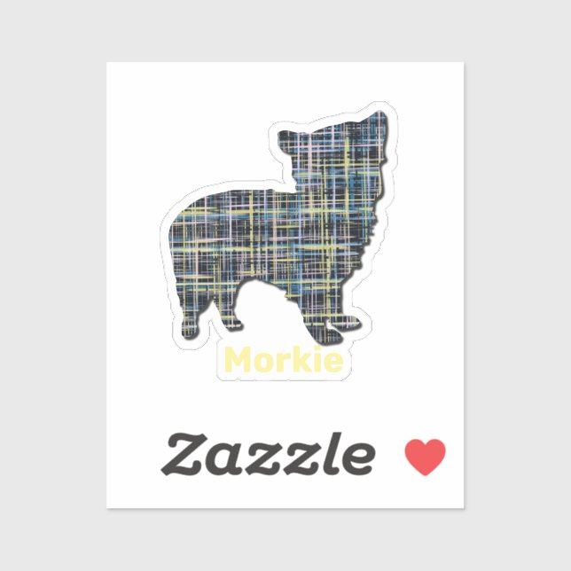 Morkie Dog Yellow & Blue Grid Stickers (Sheet)