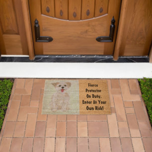Morkie Fierce Guard Dog Fiber Doormat