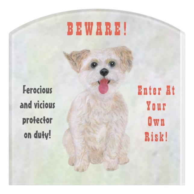 Morkie Funny Guard Dog Door Sign (Contour Front)