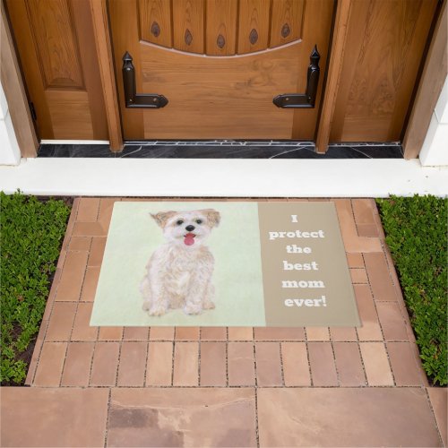 Morkie Funny Guard Dog Large Doormat