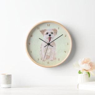 Morkie Natural Wood Frame Clock