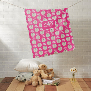 Morkie Pink Baby Blanket With Initials