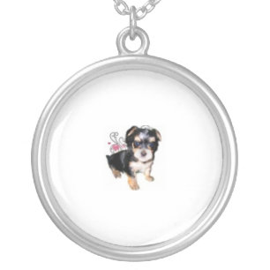 Morkie Puppy Silver Plated Necklace