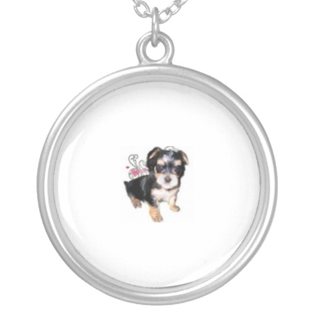 Morkie Puppy Silver Plated Necklace (Front)