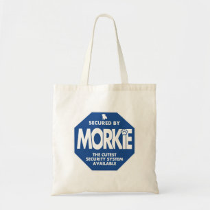 Morkie-Security-Blue Tote Bag