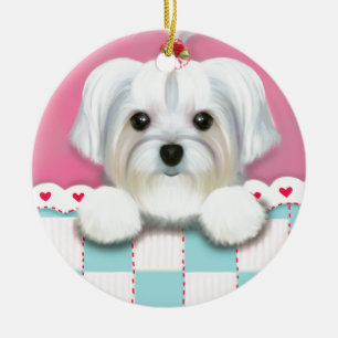 MORKIE SHELLY CERAMIC ORNAMENT