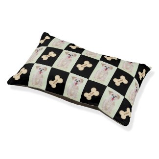 Morkie With Bone Pet Bed With Personalized Text