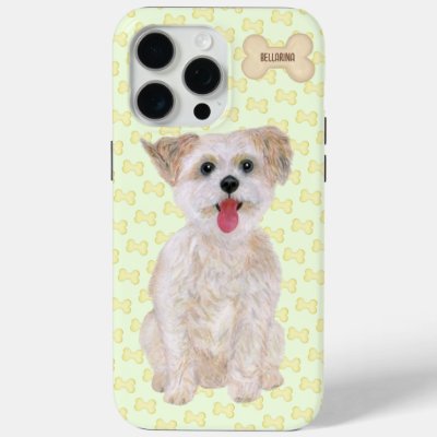 Morkie With Bones And Text iPhone 15 Pro Max Case