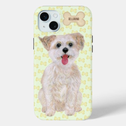 Morkie With Bones And Text iPhone 15 Plus Case
