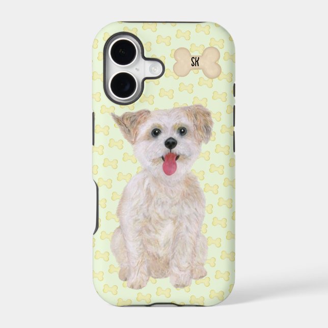 Morkie With Bones And Text Tough Case-Mate iPhone Case (Back)