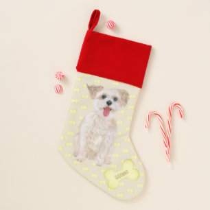Morkie With Customizable Text Christmas Stocking