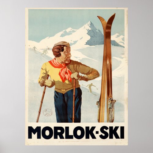 Morlok Ski Austria Vintage Travel Poster