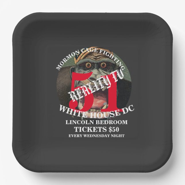 MORMON CAGE FIGHTING WASHINGTON DC LINCOLN  PAPER PLATES (Front)