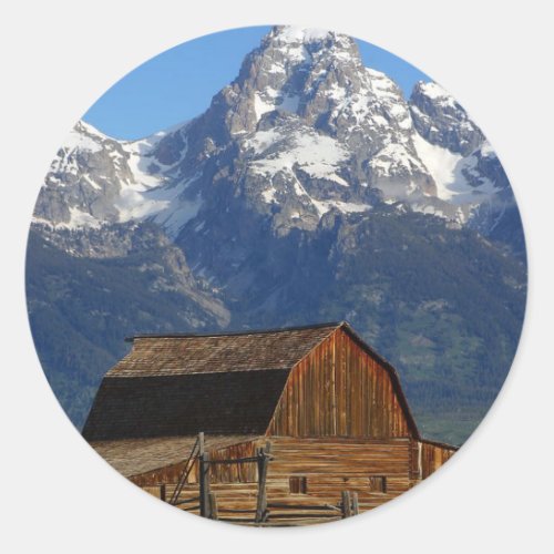 Mormon Row Barn Grand Teton National Park Classic Round Sticker