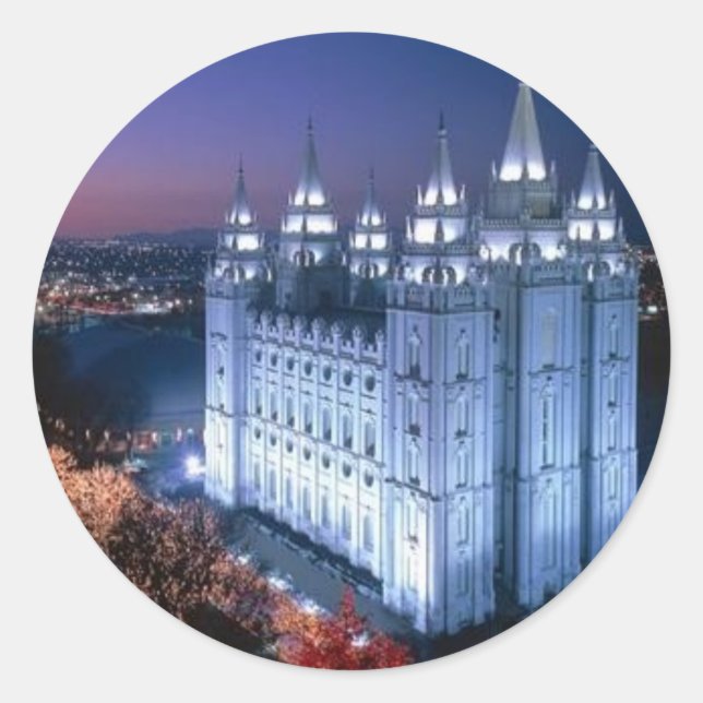 Mormon Temple Classic Round Sticker (Front)
