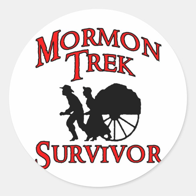 mormon trek survivor classic round sticker (Front)