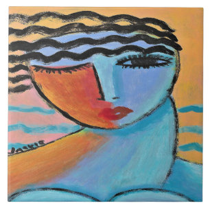 Morning Abstract Portrait of a Woman Ceramic Tile