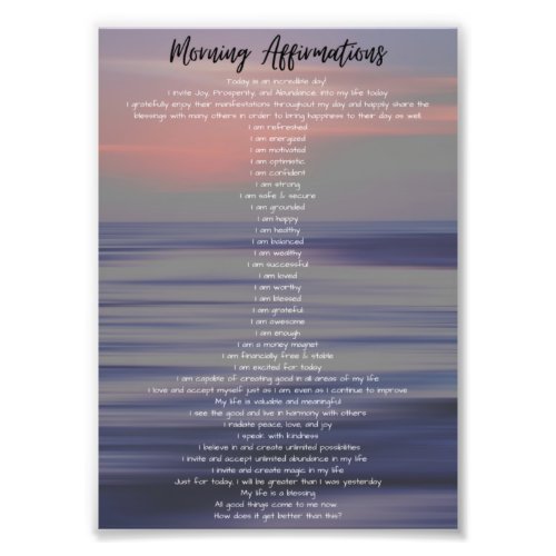 Morning Affirmations Photo Print