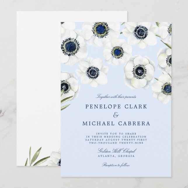 Morning Anemone | Floral Wedding Invitation (Front/Back)