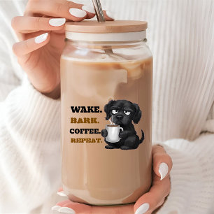 Morning are Ruff Without Coffee Pet Dog & Coffee Can Glass