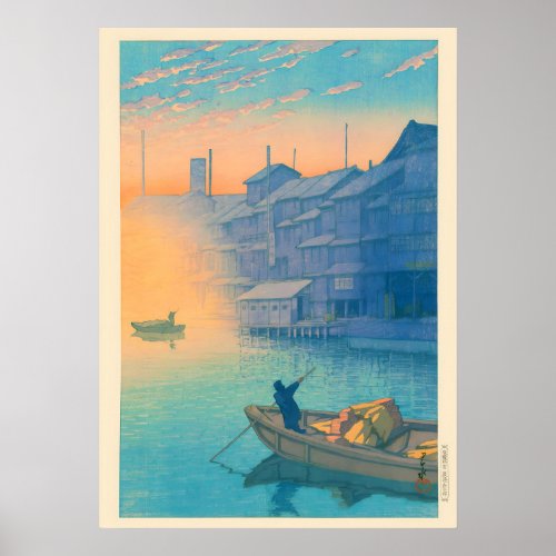 Morning at Dotonbori in Osaka By Kawase Hasui Poster