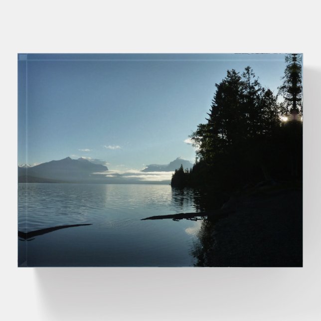 Morning at Lake McDonald in Glacier National Park Paperweight (Front)