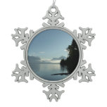 Morning at Lake McDonald in Glacier National Park Snowflake Pewter Christmas Ornament